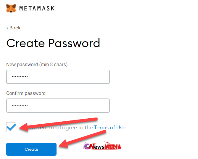 Buat Password baru di MetaMask